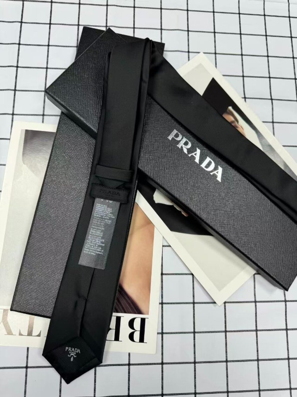 Prada Black Tie💟 Triangle Logo(Gift Box Included) Business Professional 💦 - Picture 5 of 8